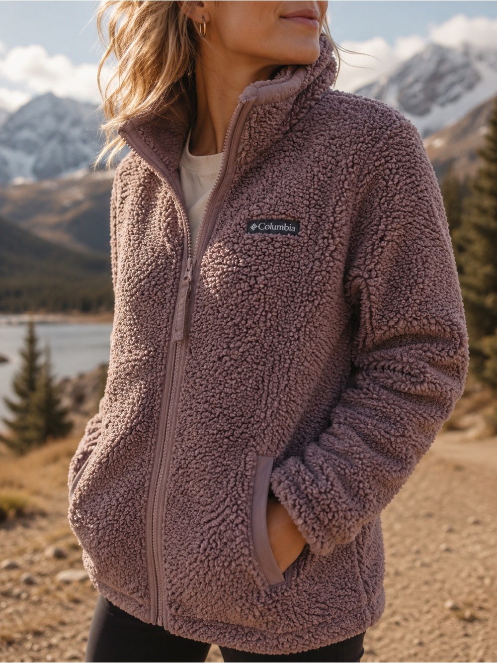 Columbia Purple Taupe Sherpa Fleece Jacket